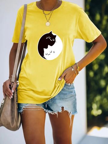 Women's T-shirt Short Sleeve T-Shirts Simple Style Cat