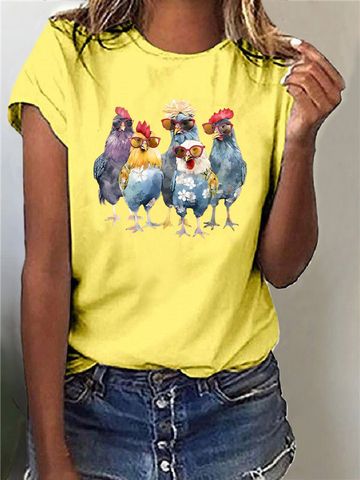 Women's T-shirt Short Sleeve T-Shirts Pastoral Cartoon