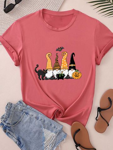 Women's T-shirt Short Sleeve T-Shirts Round Casual Cartoon