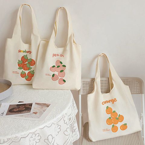 Women's Large Canvas Fruit Cute Square Magnetic Buckle Canvas Bag