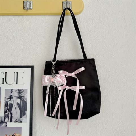 Women's Medium Cloth Solid Color Bow Knot Streetwear Square Buckle Tote Bag