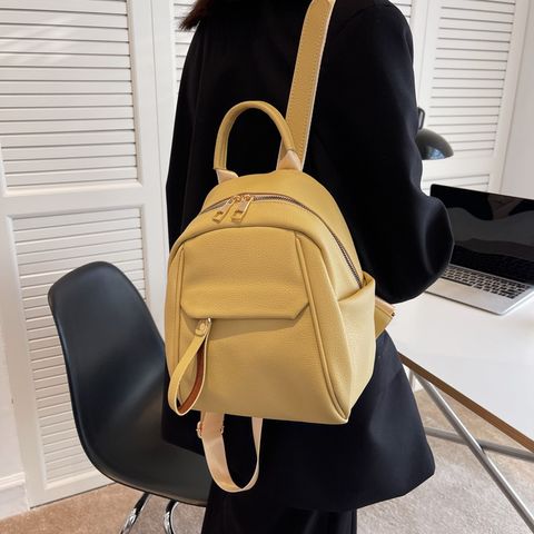 Waterproof 13 Inch Solid Color Casual Travel Women's Backpack