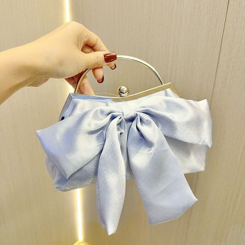 White Black Silver Polyester Solid Color Bowknot Pillow Shape Evening Bags