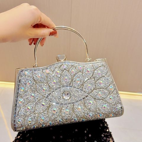 Gold Silver Black Pu Leather Solid Color Square Evening Bags