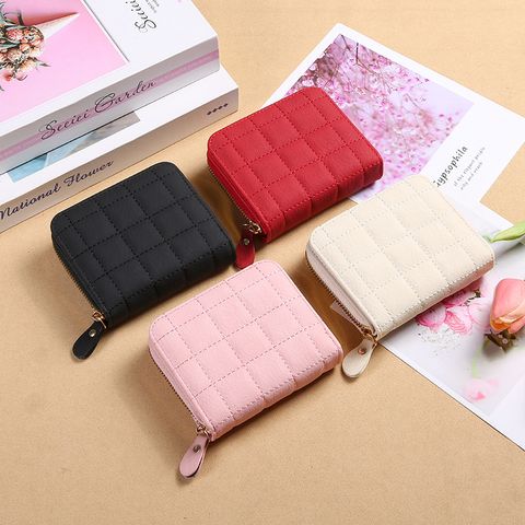 Women's Solid Color Pu Leather Zipper Coin Purses