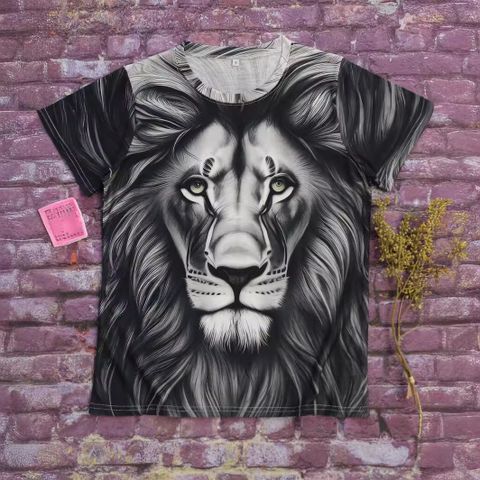 Women's T-shirt Short Sleeve T-Shirts Simple Style Lion