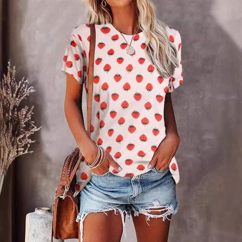 Women's T-shirt Short Sleeve T-Shirts Pastoral Strawberry