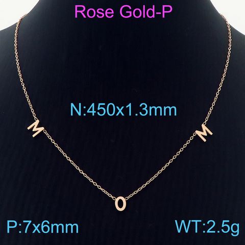 Stainless Steel 18K Gold Plated MAMA Simple Style Plating Solid Color Necklace