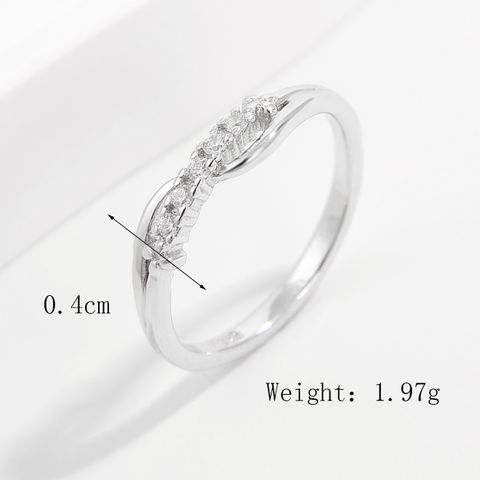 Sterling Silver White Gold Plated Simple Style Classic Style Plating Inlay Infinity Lightning Zircon Rings