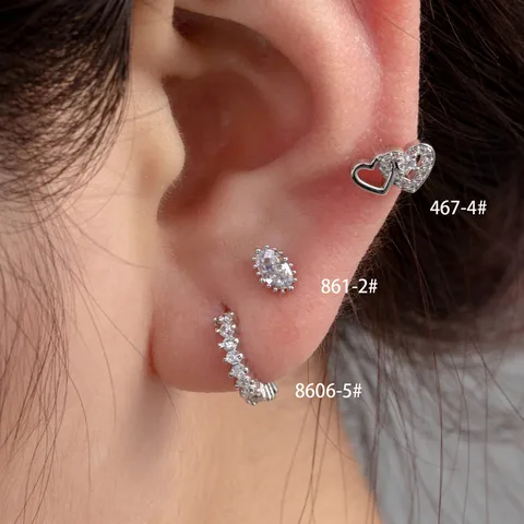 1 Pièce Décontractée Style Simple Style Classique Rond Forme De Cœur Placage Incruster Le Cuivre Zircon Des Boucles D'Oreilles