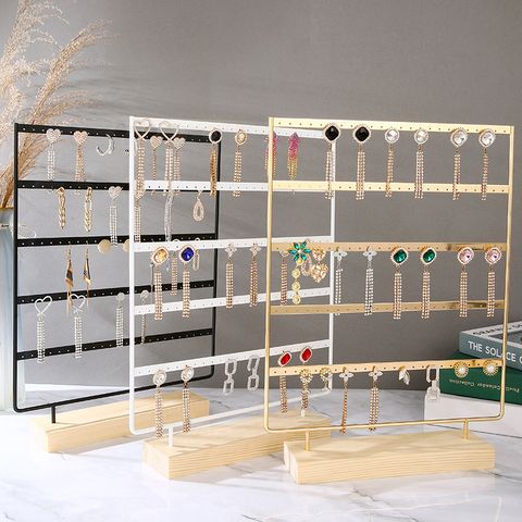 Casual Simple Style Geometric Solid Wood Metal Layered Jewelry Display