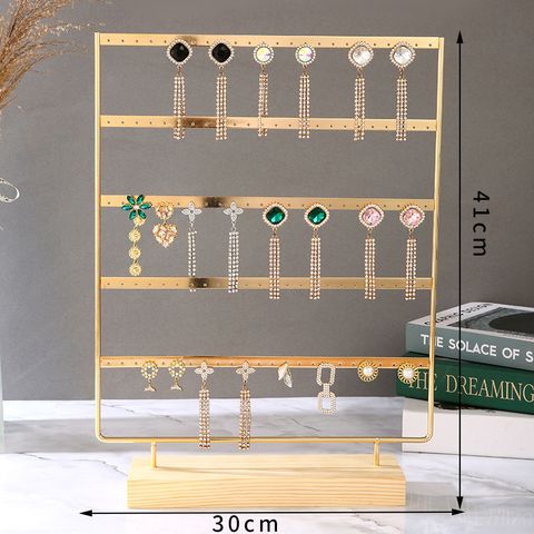 Casual Simple Style Geometric Solid Wood Metal Layered Jewelry Display