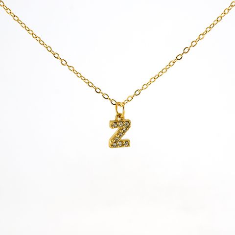 Titanium Steel Simple Style Classic Style Inlay Letter Zircon Pendant Necklace