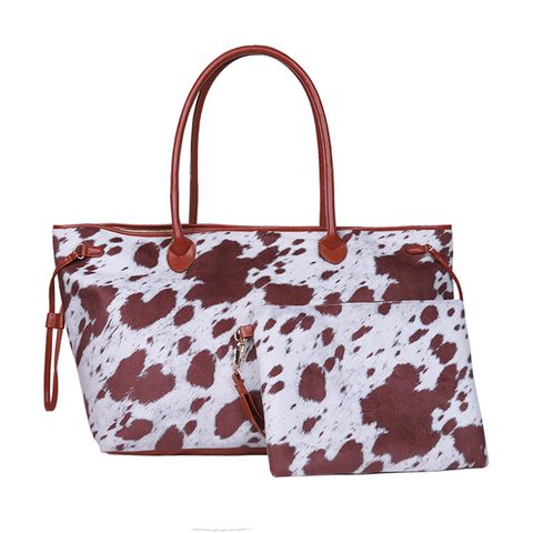 Women's Large Pu Leather Leopard Basic Magnetic Buckle Tote Bag