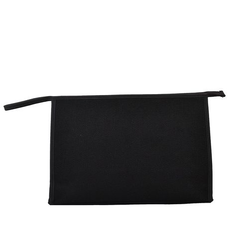 Women's Medium Canvas Solid Color Business Square Zipper Clutch Bag