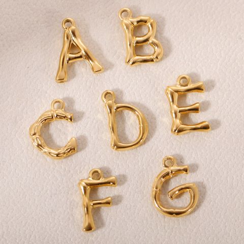 1 Piece 304 Stainless Steel 18K Gold Plated Letter Pendant
