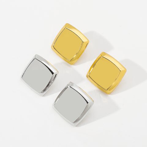 1 Pair Simple Style Commute Square Plating Alloy Ear Studs