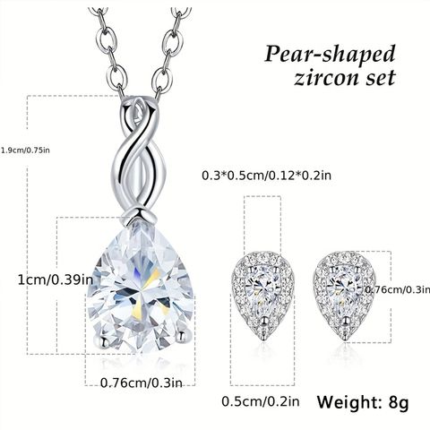 Copper White Gold Plated Elegant Plating Inlay Solid Color Zircon Jewelry Set