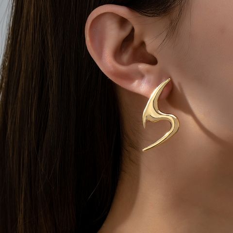2 Pieces Casual Simple Style Lightning Plating Alloy 14K Gold Plated Ear Studs