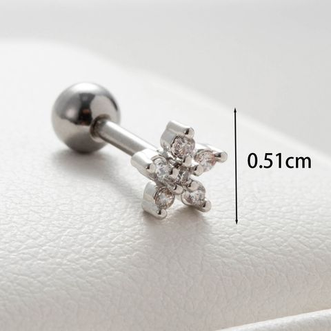 1 Piece Casual Simple Style Triangle Flower Butterfly Plating Inlay Copper Zircon Ear Studs