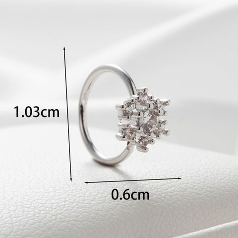 1 Piece Casual Simple Style Classic Style Hexagon Water Droplets Plating Inlay Copper Zircon Earrings