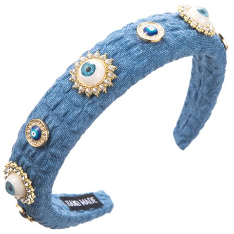Women's IG Style Novelty Modern Style Devil's Eye Heart Shape Alloy Cloth Inlay Artificial Pearls Rhinestones Hair Band