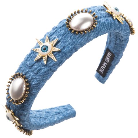 Women's IG Style Novelty Modern Style Devil's Eye Alloy Cloth Inlay Artificial Pearls Rhinestones Hair Band