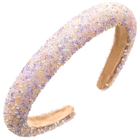 Women's Cute Sweet Classic Style Solid Color Sponge Inlay Rhinestones Pearl Hair Band