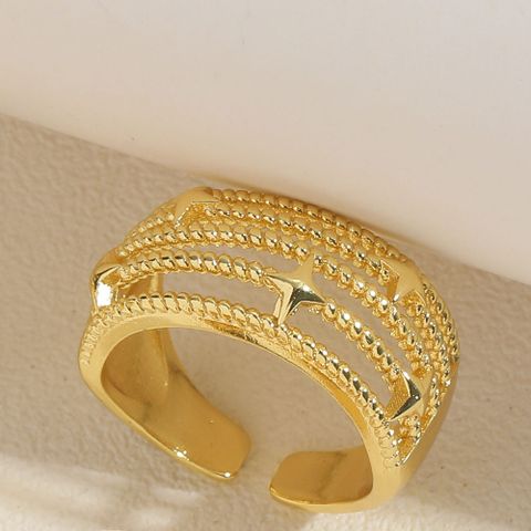 Wholesale Vintage Style Cross Copper 14K Gold Plated Open Rings