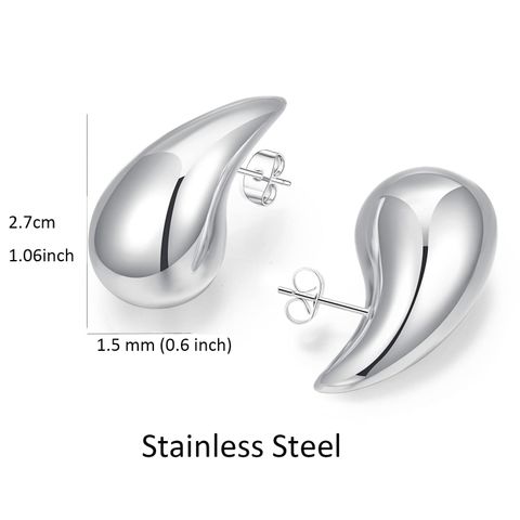 1 Pair Simple Style Water Droplets Spray Paint 304 Stainless Steel 18K Gold Plated Ear Studs