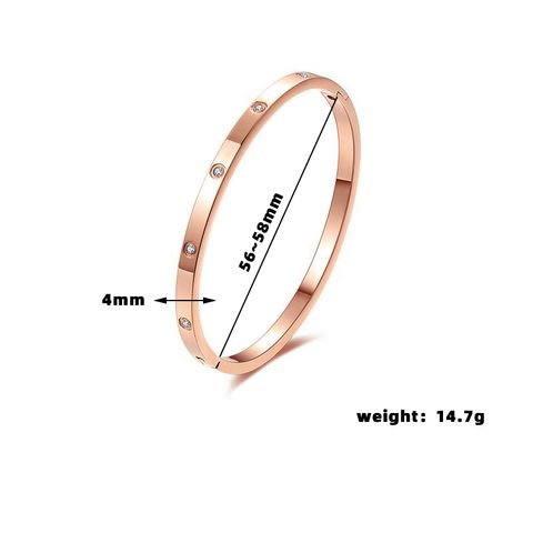 Simple Style Classic Style Solid Color 304 Stainless Steel 18K Gold Plated Zircon Bangle In Bulk