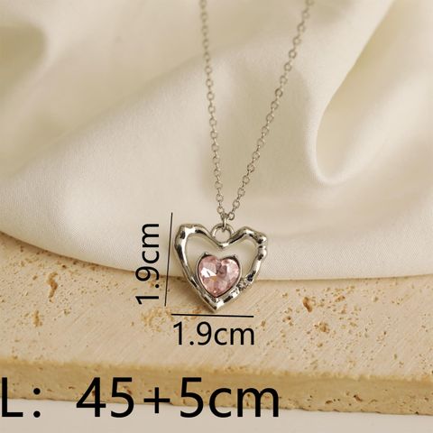 Wholesale Jewelry Y2K IG Style Bow Knot Heart Shape Alloy Copper 18K Gold Plated Pendant Necklace