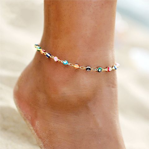 Anklet Jewelry Creative Simple  Seven Color Water Drop Devil's Eye Anklet  Wholesale Nihaojewelry