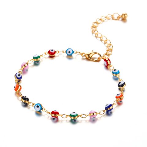 Anklet Jewelry Creative Simple  Seven Color Water Drop Devil's Eye Anklet  Wholesale Nihaojewelry