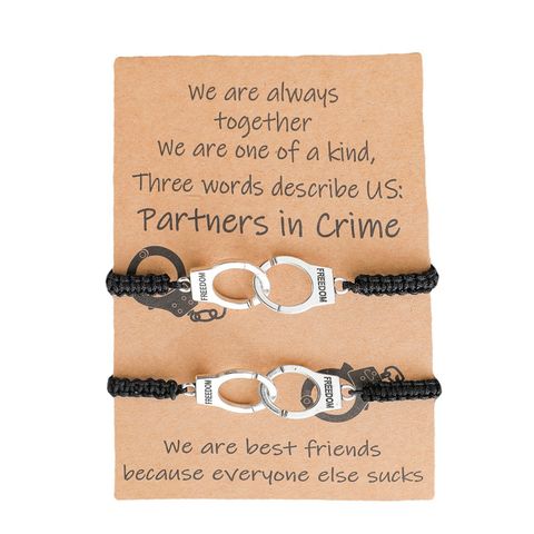 New Crime Card Bracelet Creative Friendship Alloy Handcuffs Woven Bracelet Wholesale