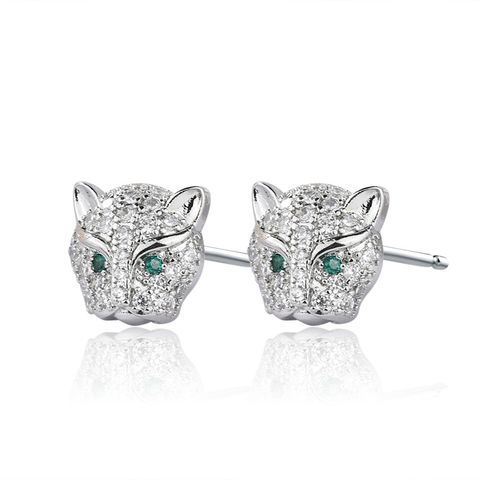 Diamond Emerald Leopard Head Earrings Fashion Leopard Head Earrings Jewelry