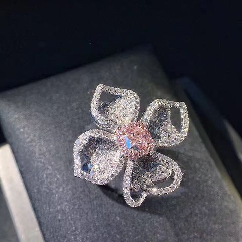 Fashion Flower Copper Diamond Gem
