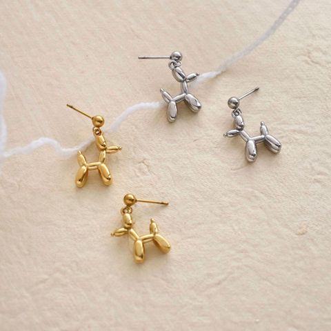Cute Dog Metal Stainless Steel No Inlaid Ear Studs