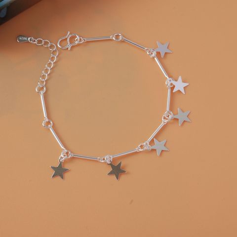 Simple Style Star Dolphin Heart Shape Brass Beaded Silver Plated Bracelets 1 Piece