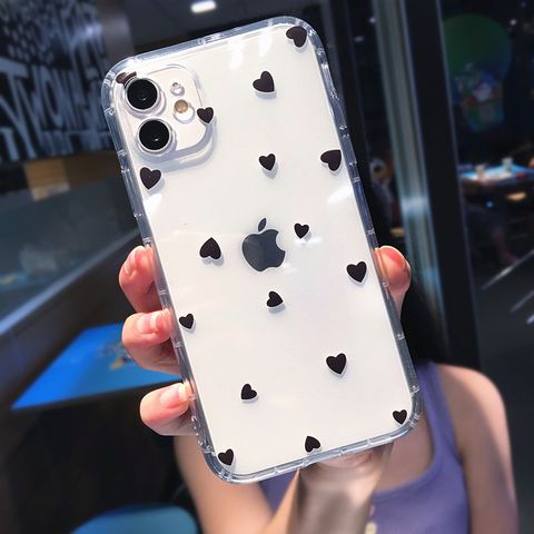 Simple Style Heart Shape Transparent Rubber   Phone Cases