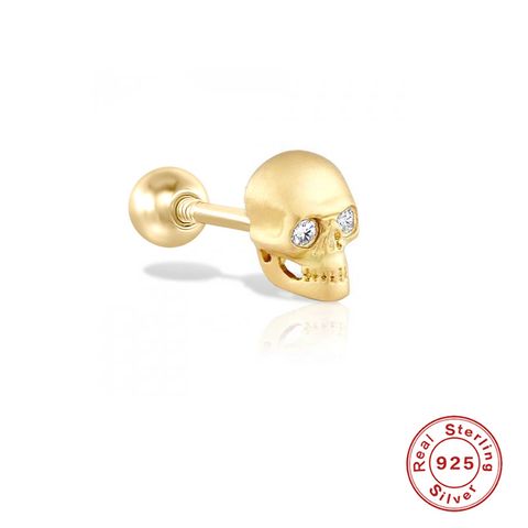 Fashion Skull Sterling Silver Inlay Zircon Ear Studs 1 Piece