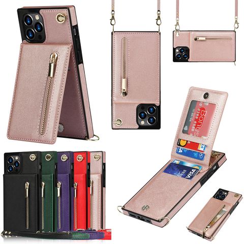 Fashion Solid Color Pu Leather Synthetics   Phone Cases