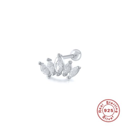 Fashion Flower Snake Sterling Silver Plating Inlay Zircon Ear Studs 1 Piece