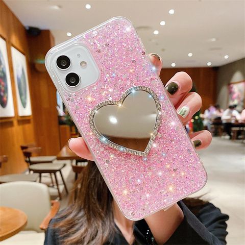 Sweet Heart Shape Tpu Glitter   Phone Accessories