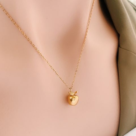 Fashion Apple Titanium Steel Plating Gold Plated Necklace