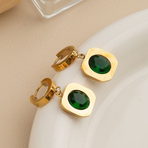 1 Pair Simple Style Round Letter Heart Shape Plating Inlay Titanium Steel Artificial Gemstones Resin Pearl Drop Earrings