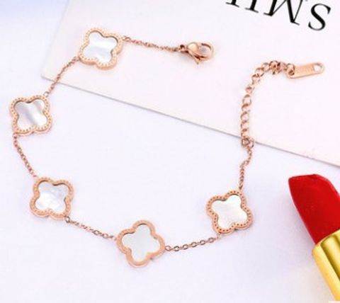 Simple Style Four Leaf Clover Flower Stainless Steel Plating Inlay Agate 18k Gold Plated Bracelets Earrings Necklace