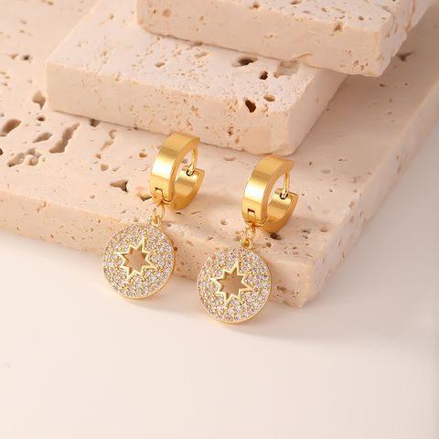 1 Pair Simple Style Heart Shape Flower Plating Inlay Copper Artificial Gemstones Earrings