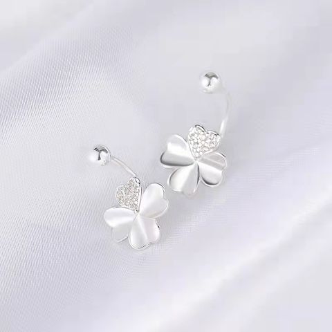 1 Pair Sweet Flower Plating Sterling Silver Drop Earrings