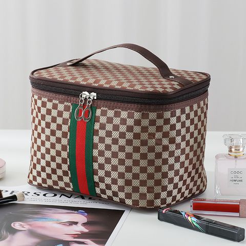 Streetwear Plaid Polyester Square Makeup Bags